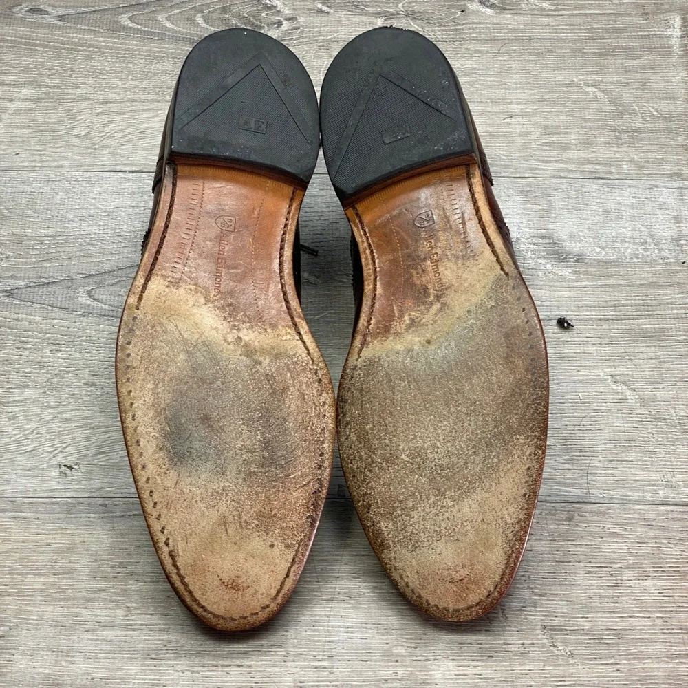 Allen Edmonds Strand Oxford Mens 11 D Brown Leather Brogue Cap Toe Dress Shoes